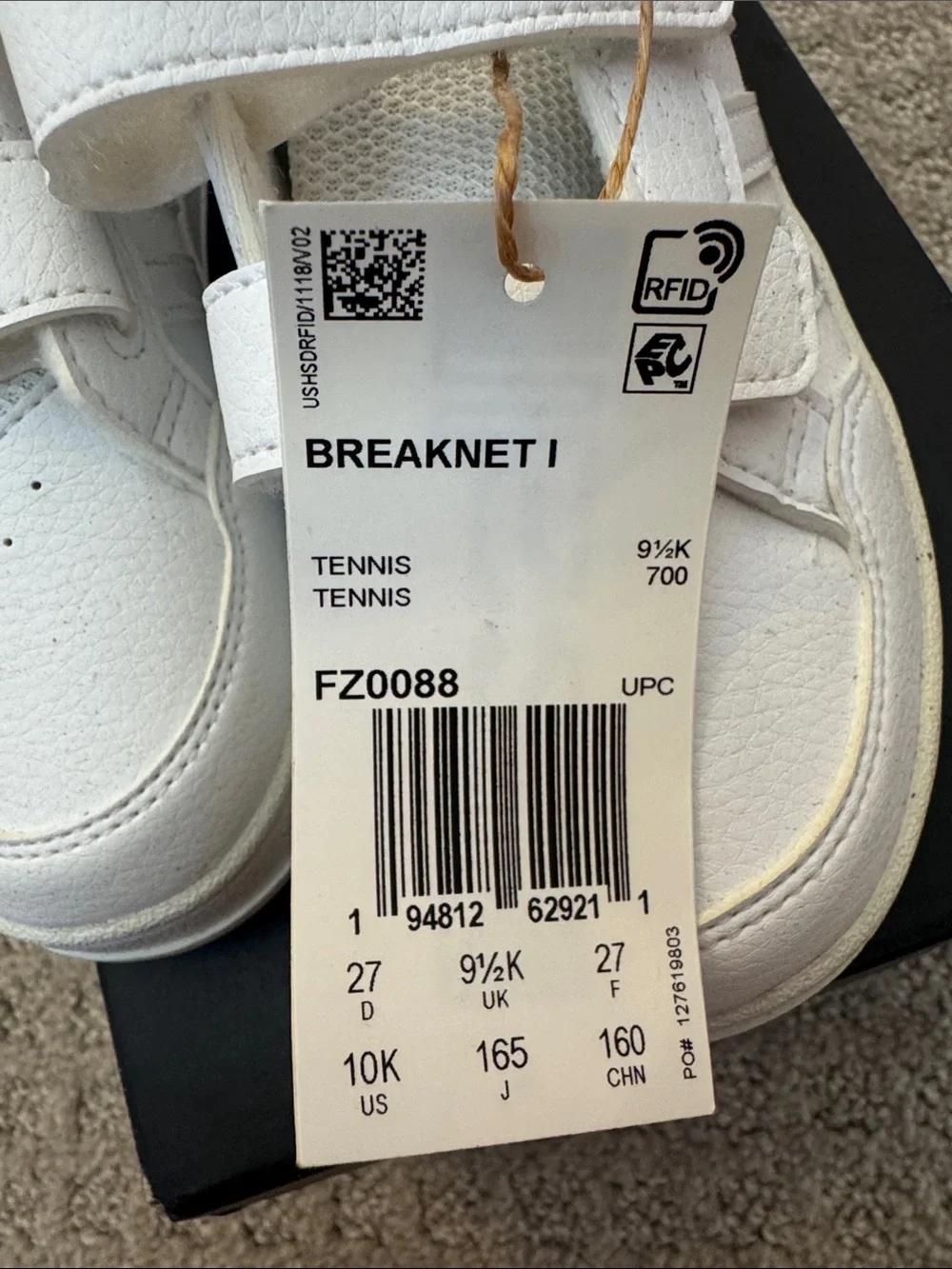 adidas Kids White Velcro Sneakers